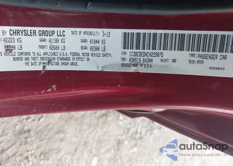 2012 Chrysler 200 Touring из США, поврежденный, VIN 1C3BCBEBXCN229075